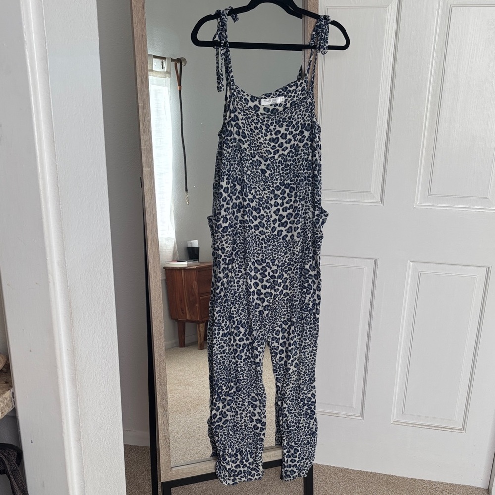 Blue Leopard Rayon Jumpsuit